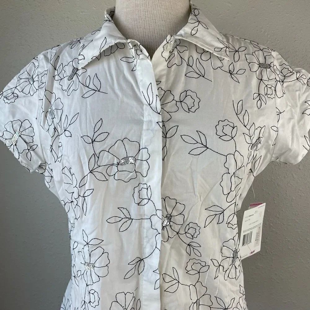 NWT Liz Claiborne Floral Button Down Shirt Size 10 - Picture 2 of 9